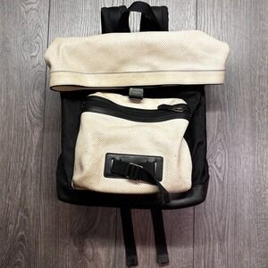 COACH F56662 Explorer Back Pack Perforated Mixed Materials Chalk/Black